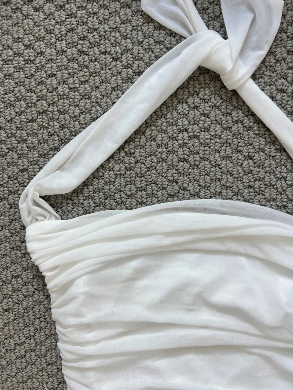 White Ruched Bandeau Dress with Halter Tie - Womens size medium - Picture 2 of 6